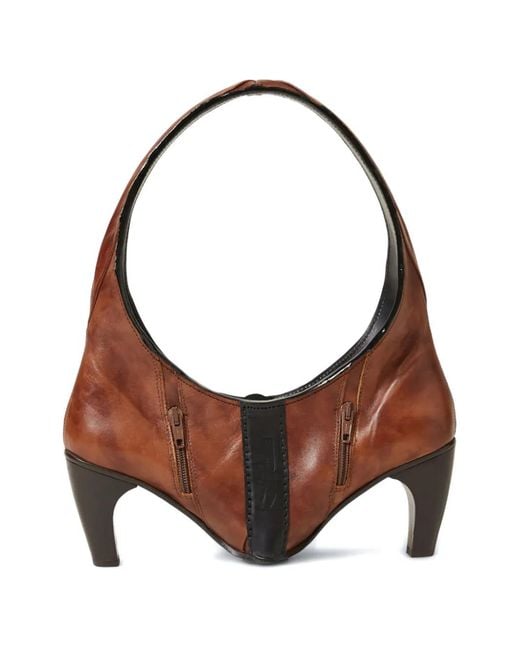Eden Ten Brown Bootbag Heel-Detail Leather Tote Bag