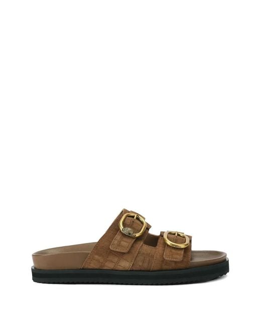 Kurt Geiger Brown Bancroft Suede Sandals for men
