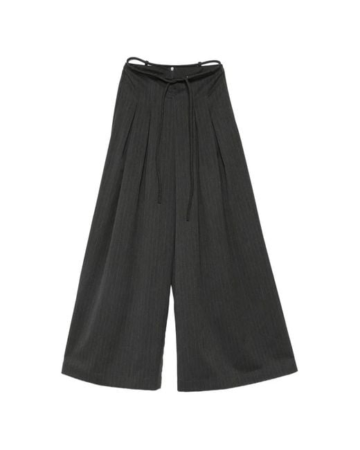 LA PISCINE Gray Pinstripe Trousers