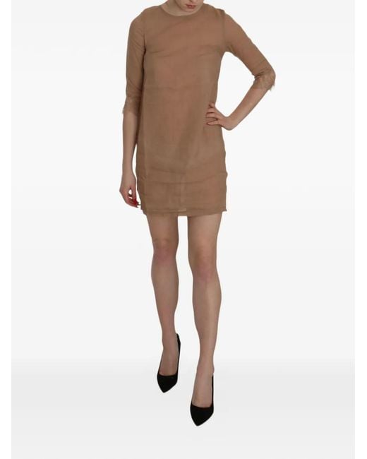 Pink Memories Natural Lace-Trim Chiffon Mini Dress