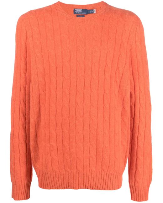 Polo Ralph Lauren Orange Pull En Maille Torsadée for men