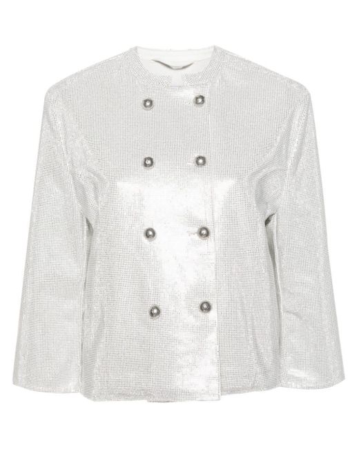 Ermanno Scervino White Rhinestone-embellished Denim Jacket