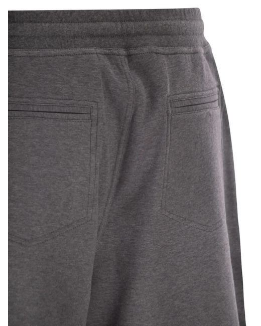 Brunello Cucinelli Gray Elasticated-Drawstring Shorts for men