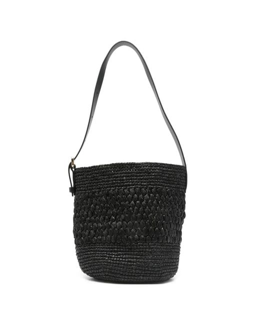 Manebí Black Raffia Shoulder Bag