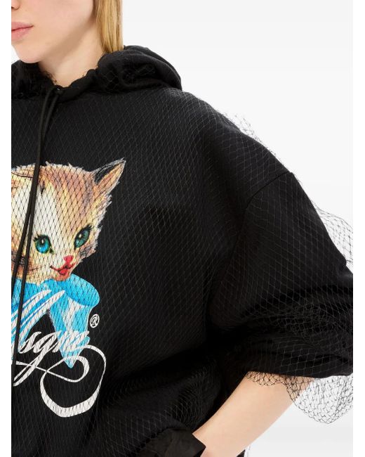 MSGM Black Cute Kitty Hoodie