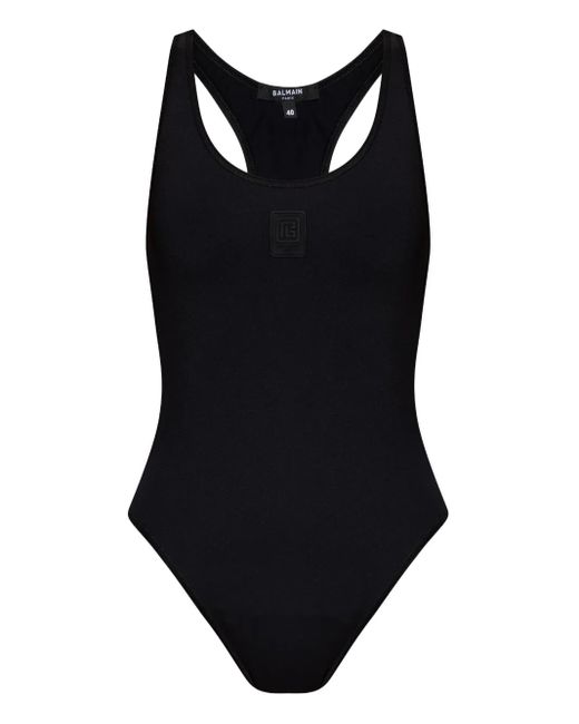 Balmain クロスバック ワンピース水着 Black