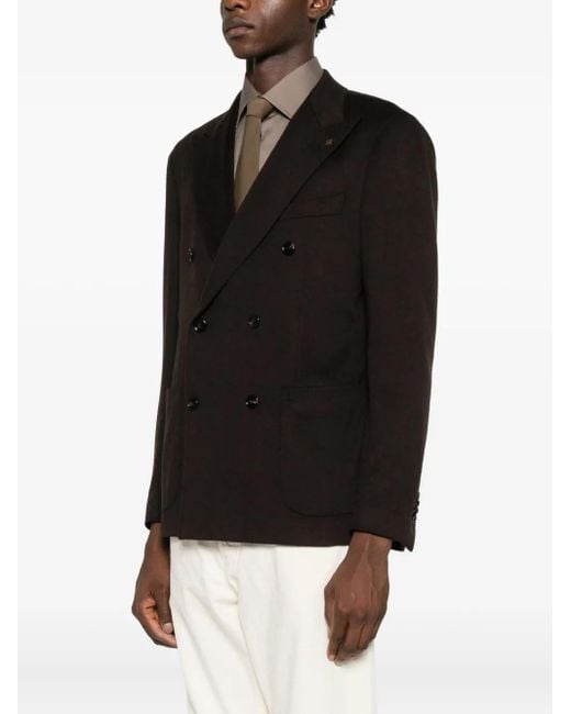 Tagliatore Black Double-Breasted Jacket for men