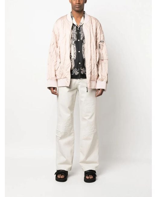 DSquared² Pink Crinkled-Effect Cotton Jacket for men