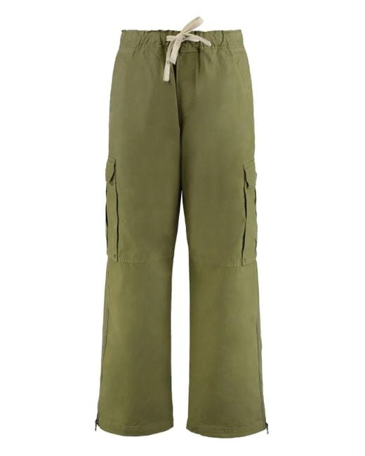 Palm Angels Green Drawstring Cargo Trousers for men