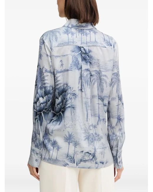 Guess Blue Buttoned Printed Top