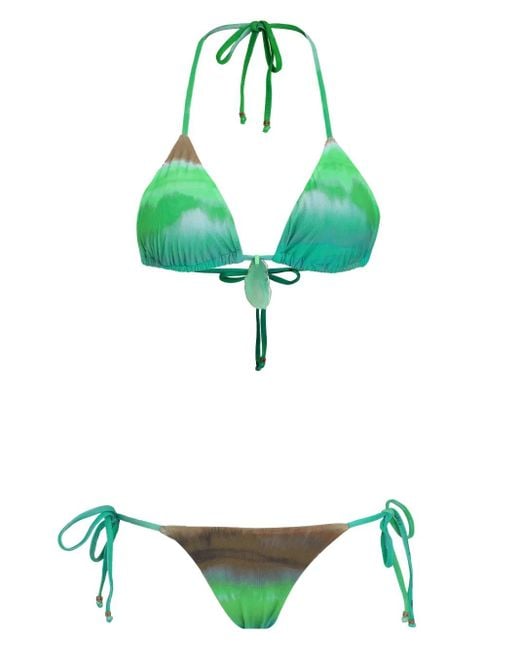 green tie dye bathing suit