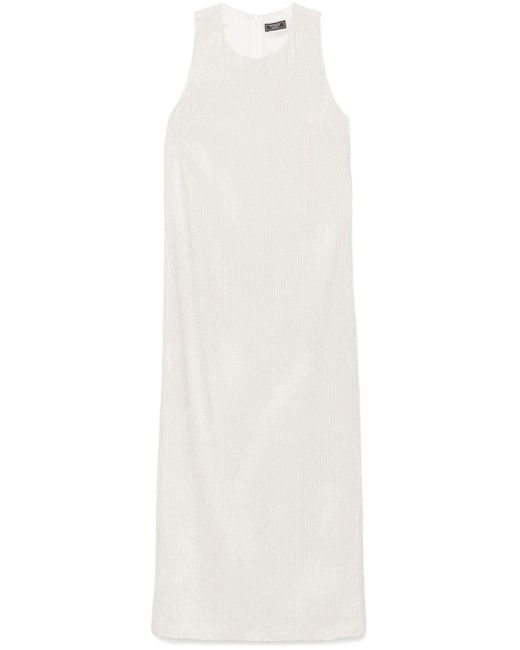 Peserico White Velvet Sleeveless Maxi Dress