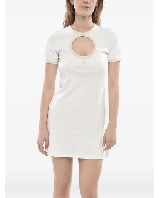 Courreges White Cut-Out Embroidered Mini Dress