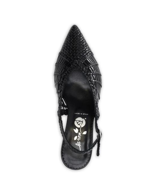 LA ROSE Black Woven Slingback Pumps