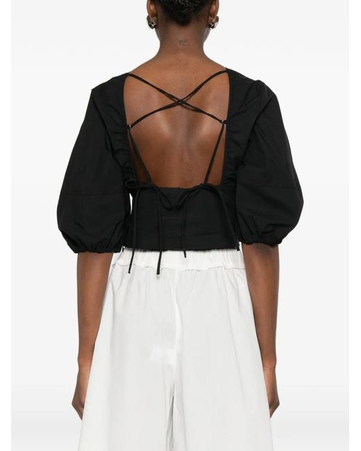 Pinko Black Blouse À Manches Bouffantes