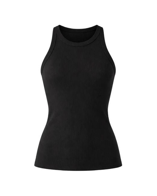 Patrick Assaraf Black Ribbed Tank Top