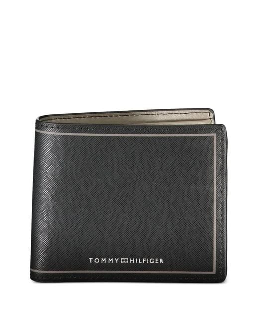 Tommy Hilfiger Black Portefeuille Pliant En Cuir for men
