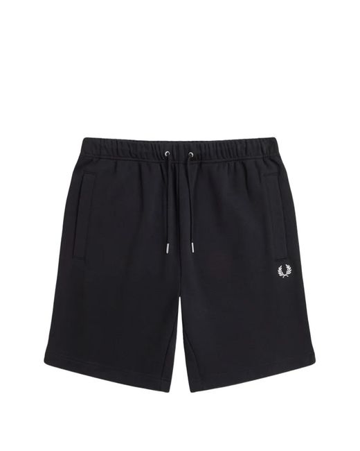 Fred Perry Black Drawstring Logo Shorts for men