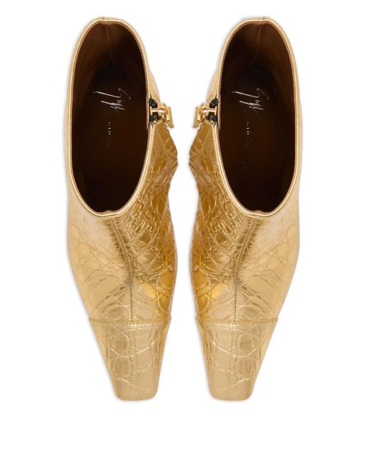 Giuseppe Zanotti Natural 90Mm Janiee Crocodile-Print Square-Toe Boots