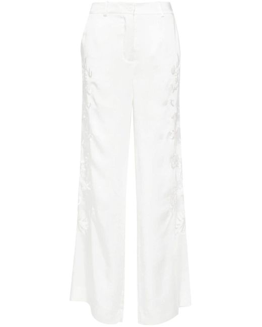 P.A.R.O.S.H. White Dragon-embroidered Straight Trousers