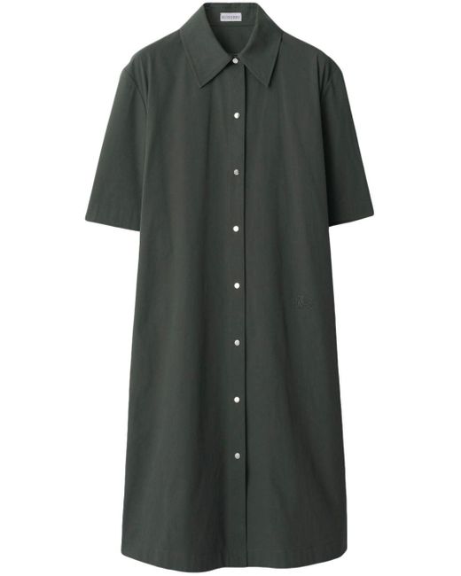 Burberry Green Straight-point Collar Cotton-blend Dress