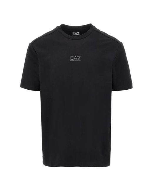 EA7 Black Logo-Print Short-Sleeve T-Shirt for men