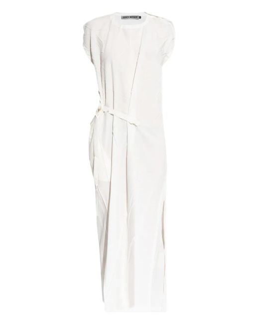 Issey Miyake White Crease-Effect Maxi Dress