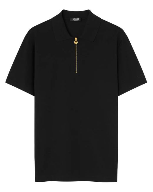 Polo Medusa Con Zip di Versace in Black da Uomo