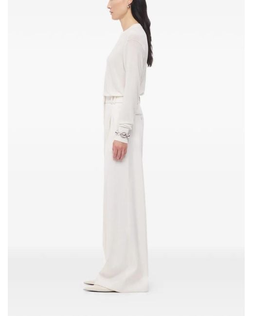 Another Tomorrow White Fine-Knit Long-Sleeve Top