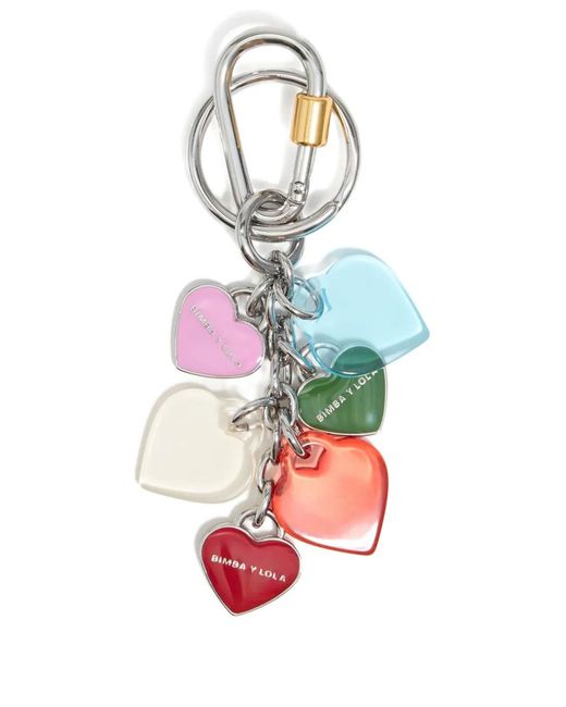 Bimba Y Lola White Heart-Charms Keyring