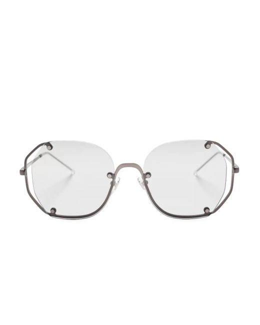 Emporio Armani Gray Geometric-Frame Sunglasses