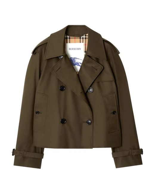 Burberry Brown Double-Breasted Cropped Trench Jacket