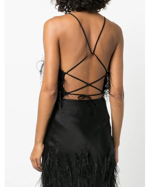 Cult Gaia Black Joey Ostrich Feather Blouse