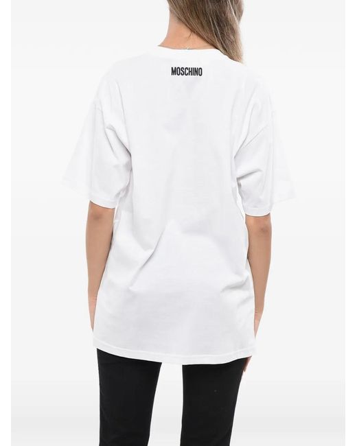 Moschino White Logo-Lettering T-Shirt