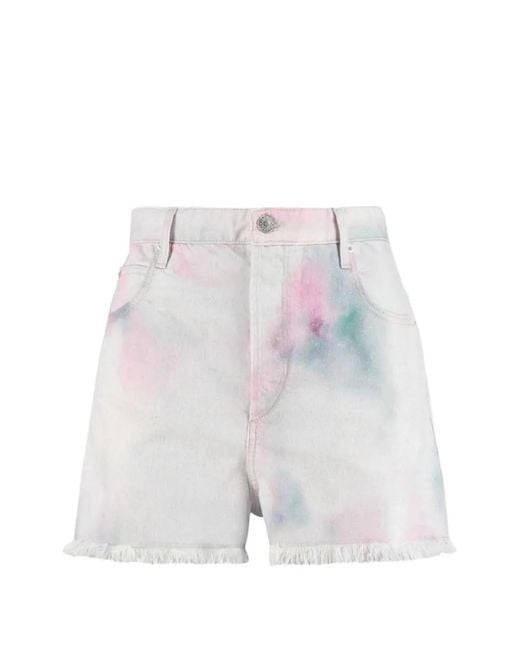 Isabel Marant White Tie-Dye Frayed Shorts