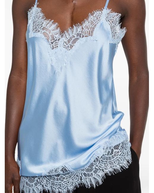 MANSPHIL Blue V-Neck Lace-Trim Top