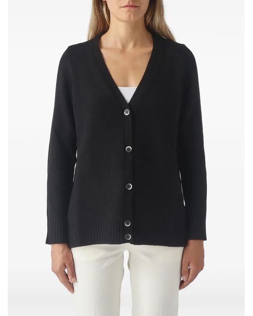 Gran Sasso Black V-Neck Button-Up Cardigan