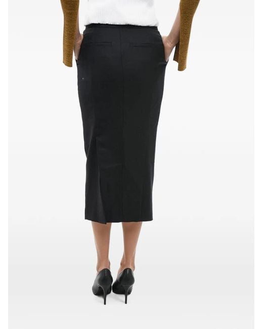 Anouki Black Rear-Slit Pencil Midi Skirt