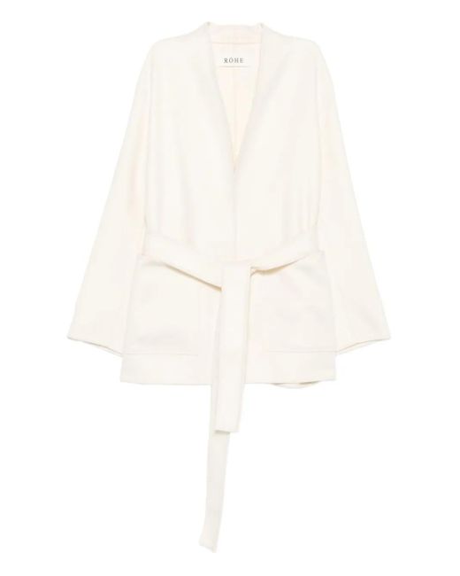 Rohe Wollen Jas Met Ceintuur in het White
