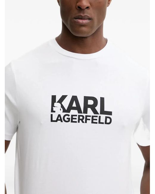Karl Lagerfeld White Logo-Print T-Shirt for men