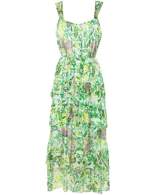 Diane von Furstenberg Green Moderna Floral-Print Midi Dress