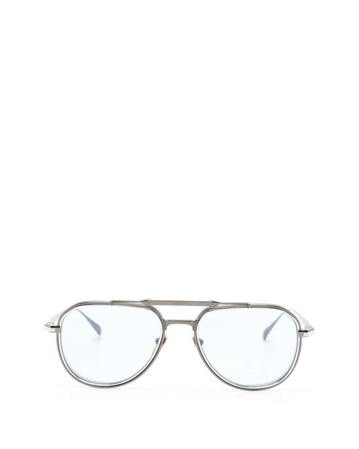 Jacques Marie Mage White Commander Pilot-Frame Sunglasses