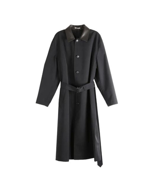 Auralee Black Manteau En Laine Et En Toile for men