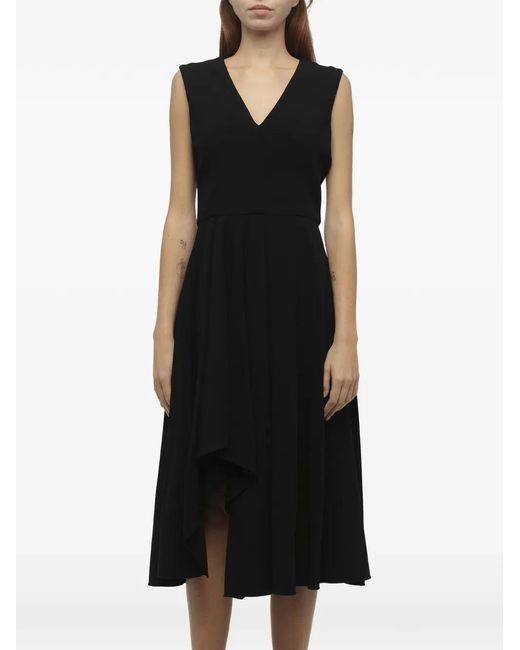 McQueen Black Asymmetric-Hem V-Neck Dress