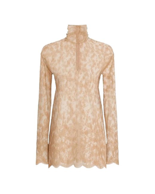 Dolce & Gabbana Natural Chantilly Lace Blouse