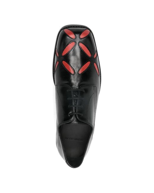 STEFAN COOKE Black Slashed Square-Toe Leather Derby Shoes for men