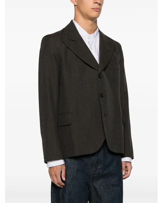 Maison Margiela Black Single-Breasted Wool Blazer for men