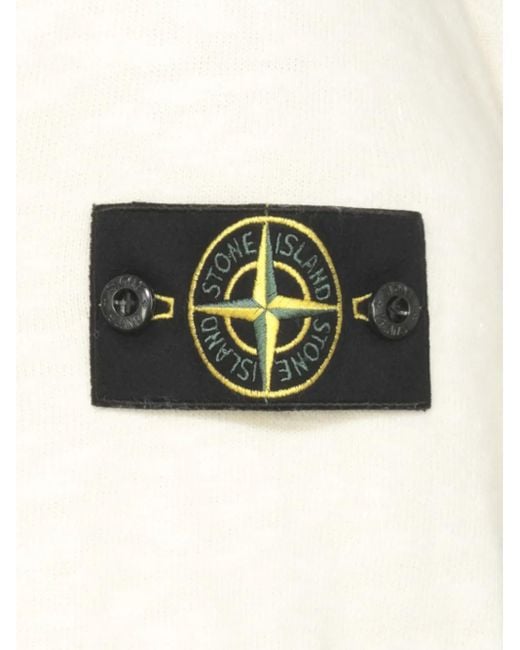 Stone Island White Compass-Motif Polo Shirt for men