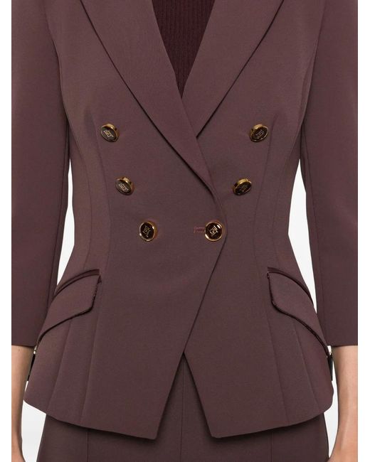 Elisabetta Franchi Purple Double-Breasted Jacket