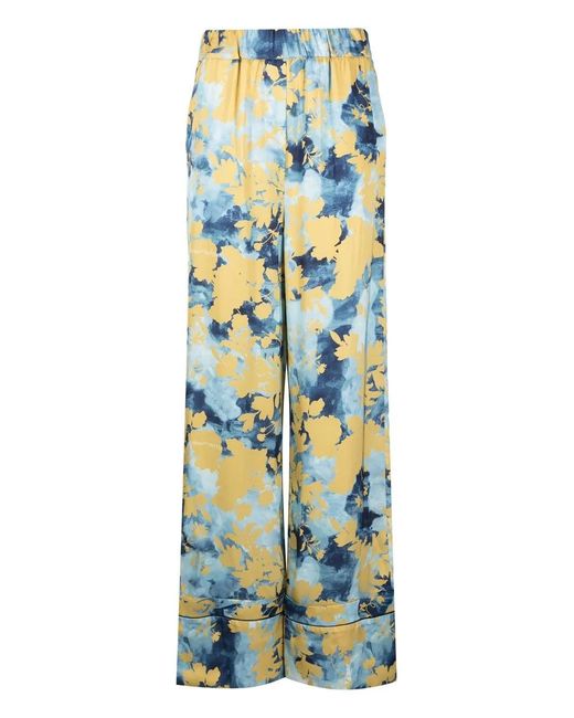 Off-White c/o Virgil Abloh Blue Rmd Flower-Print Wide-Leg Trousers